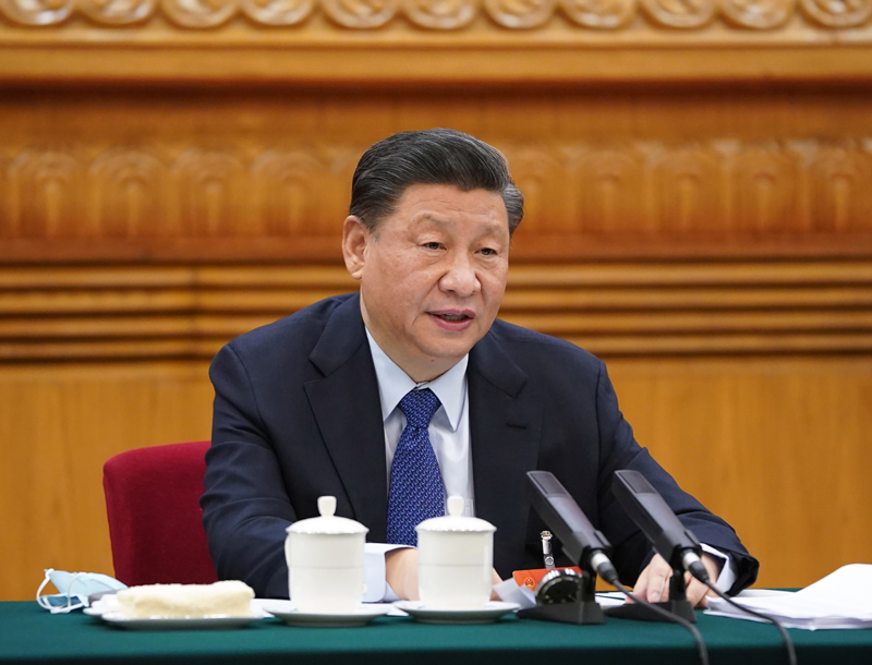 2021年3月7日，習近平參加十三屆全國人大四次會議青海代表團的審議。